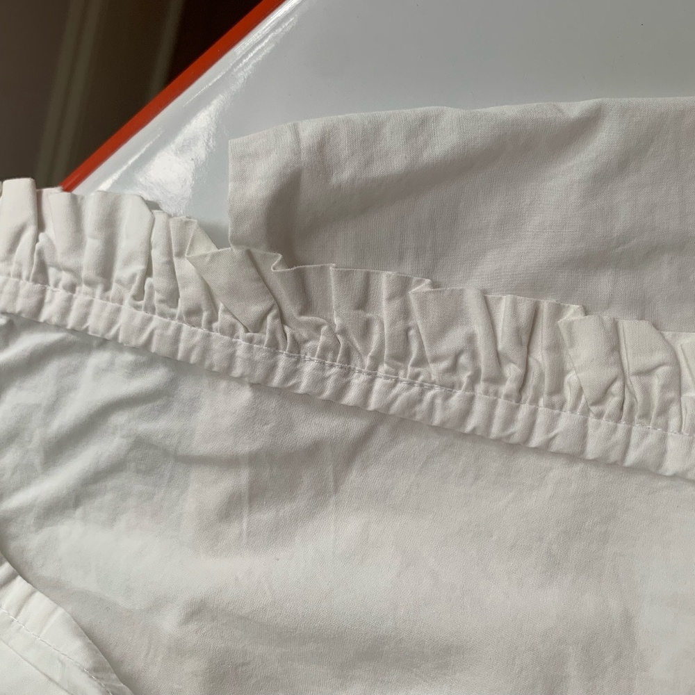 PIne Cone Hill single queen sheet w/ruffled edge - white